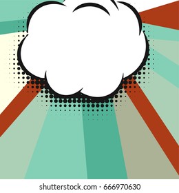 Blank comic balloon template. Clear comics colorful speech bubbles halftone dot background style pop art. Text dialog empty cloud creative idea conversation pattern sketch explosion.