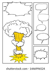 Blank Comic Book, Mock up with empty speech bubbles