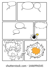 Blank Comic Book, Mock up with empty speech bubbles