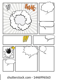 Blank Comic Book, Mock up with empty speech bubbles