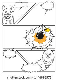 Blank Comic Book, Mock up with empty speech bubbles