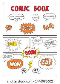 Blank Comic Book, Mock up with empty speech bubbles