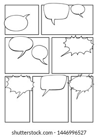 Blank Comic Book, page template to create comics withspeech bubbles
