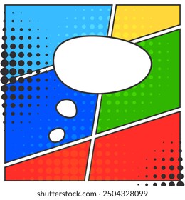 Burbujas de discurso de cómics en blanco. Globos de discurso en blanco y negro con sombras de patrón de semitono, Ilustración vectorial
