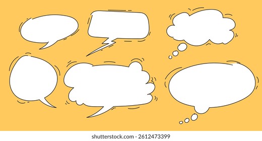 Blank comic books speech bubbles.Icon set hand drawn speech balloons vector