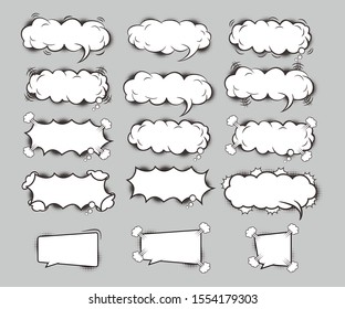 Blank Comic Bubble Set vector, with halftone style