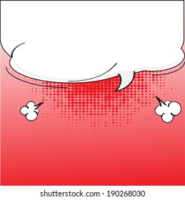Blank comic bubble speech in pop art style on color dot background 