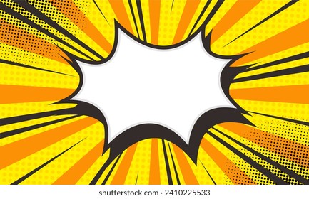 Fondo amarillo de la explosión del cómic en blanco 