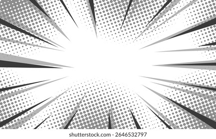 Fondo blanco y negro de dibujos animados cómicos en blanco. fondo de diálogo vacío. Estilo de dibujos animados de fondo cómico. Ilustración vectorial