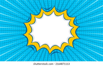 Fondo azul de la caricatura cómica en blanco 