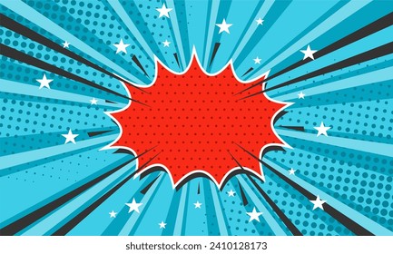 Blank comic cartoon blue background with star