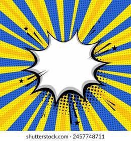 Blank comic cartoon blue background. empty dialog background. Comic background cartoon style
