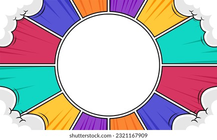 Blauer Comic auf buntem Hintergrund