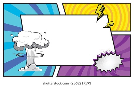 Blank comic cartoon frame colorful background template graphic