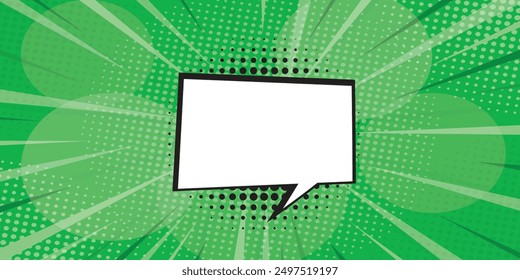 Blank comic cartoon green background with thunder lightning. empty dialog background thunder lightning. Comic background cartoon style, Abstract creative concept comic pop art style blank layout.