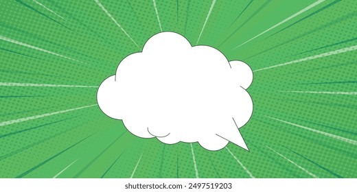 Blank comic cartoon green background with thunder lightning. empty dialog background thunder lightning. Comic background cartoon style, Abstract creative concept comic pop art style blank layout.