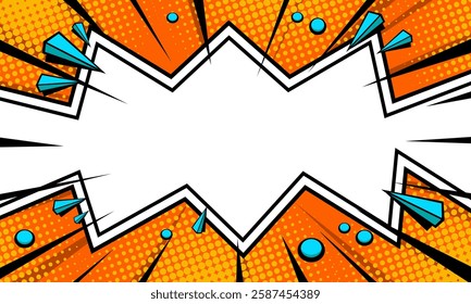Blank comic cartoon orange background with thunder lightning. empty dialog background thunder lightning. Comic background cartoon style. vector illustration