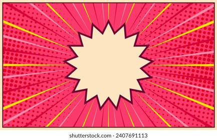 Blank comic cartoon pink background with spech bubble. vector illustration