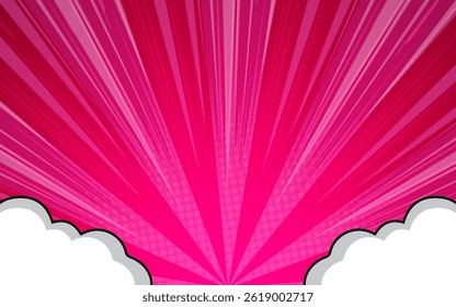 Quadrinhos em branco desenho animado pop art fundo com ilustração em nuvem, arte em quadrinhos com design de fundo, estilo de quadrinhos