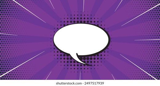 Blank comic cartoon purple background with thunder lightning. empty dialog background thunder lightning. Comic background cartoon style, Abstract creative concept comic pop art style blank layout.