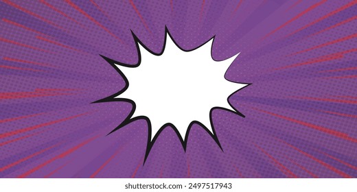 Blank comic cartoon purple background with thunder lightning. empty dialog background thunder lightning. Comic background cartoon style, Abstract creative concept comic pop art style blank layout.