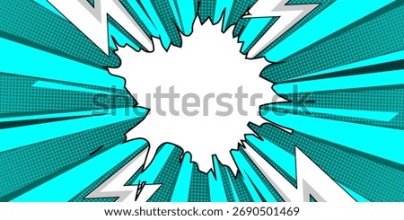 Blank comic cartoon purple background with thunder lightning, cartoon pop art style with empty dialog bubble