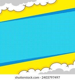 Blank comic cartoon template background with cloud border