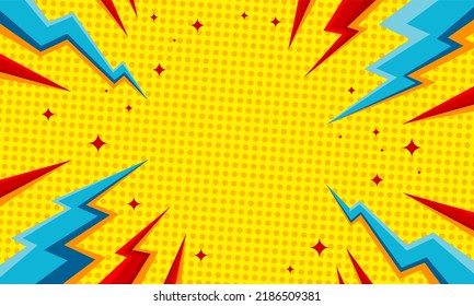 Blank comic cartoon thunder flash background