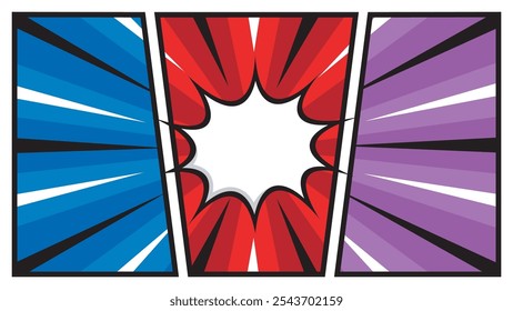 Dibujos animados cómicos en blanco contra el fondo. fondo de diálogo vacío. Estilo de dibujos animados de fondo cómico
