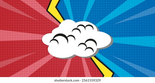 Blank comic cartoon versus background with thunder lightning. empty dialog background thunder lightning. Comic background cartoon style
