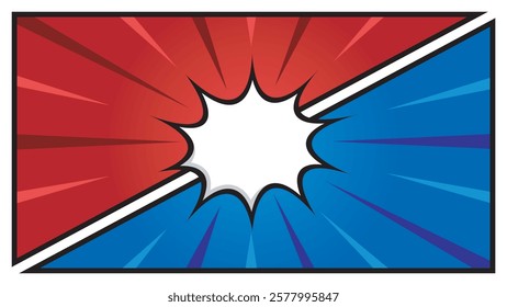 Blank comic cartoon versus background. empty dialog background. Comic background cartoon style