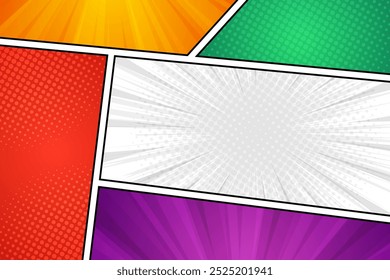 Blank comic page pop art colorful background cartoon style