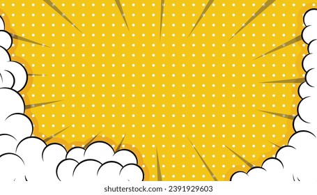 Blank comic pop art with cloud and background. Comic cartoon background with cloud illustration