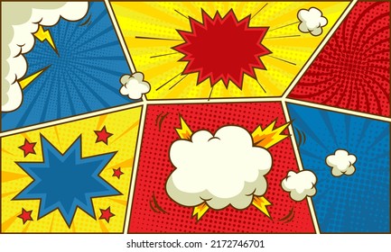 Blank comic pop art colorful background 