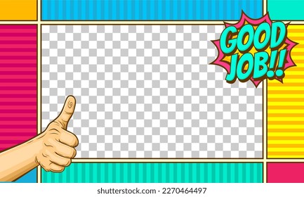 Blank comic pop art frame colorful background