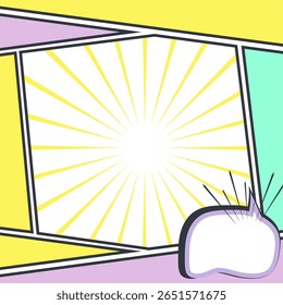 Painel de Quadrinhos Pop Art em Branco - Modelo de Quadro Único para Design Criativo, Mídia Social ou Conteúdo Imprimível
