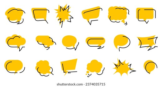 Blank comic speech bubble frames. Set of cartoon comics bubble elements. Set of empty comic speech bubbles