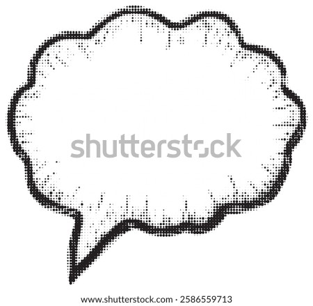 Blank comic speech bubble with halftone dots and dynamic lines. Vector cartoon illustration