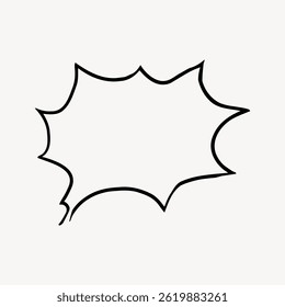 Blank comic speech bubble with jagged edges. Speech bubble for comics, cartoons, and graphic novels. Empty speech bubble for text, comics, and creative design. Frame with copy space. Frame vector.