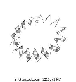 blank comic speech bubble with lined shadow on white background
