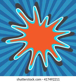 Blank comic speech bubble in pop art style on burst background
