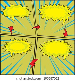 Blank Comic Speech Bubble In Pop-Art Style, Cartoon background 