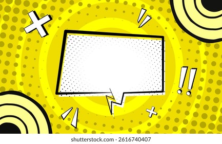 blank Comic speech bubble, vintage pop art halftone background