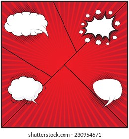 Blank comic speech bubbles design for comic background, comic strip background