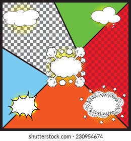 Blank comic speech bubbles design for comic background, comic strip background