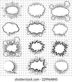 BLANK Comic Speech Bubbles Set, Comic Wording Sound Effect Set Design For Comic Background, Comic Strip