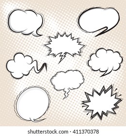 BLANK Comic Speech Bubbles Set, Comic Wording Sound Effect Set Design For Comic Background, Comic Strip