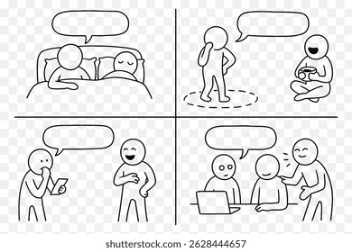  Blank Comic Strip – Relatable Life Situations: Bed Talk, Overthinking, Reactions  Office Banter (Editable Speech Bubbles)