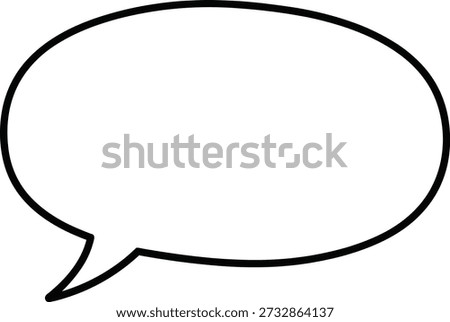 Blank comic-style speech bubble icon with tail pointing left, representing dialogue or message space, vector illustration