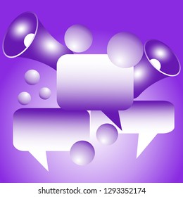 Blank communication bubbles and megaphones. Template suitable for online advertising or marketing. Vector graphic illustration.